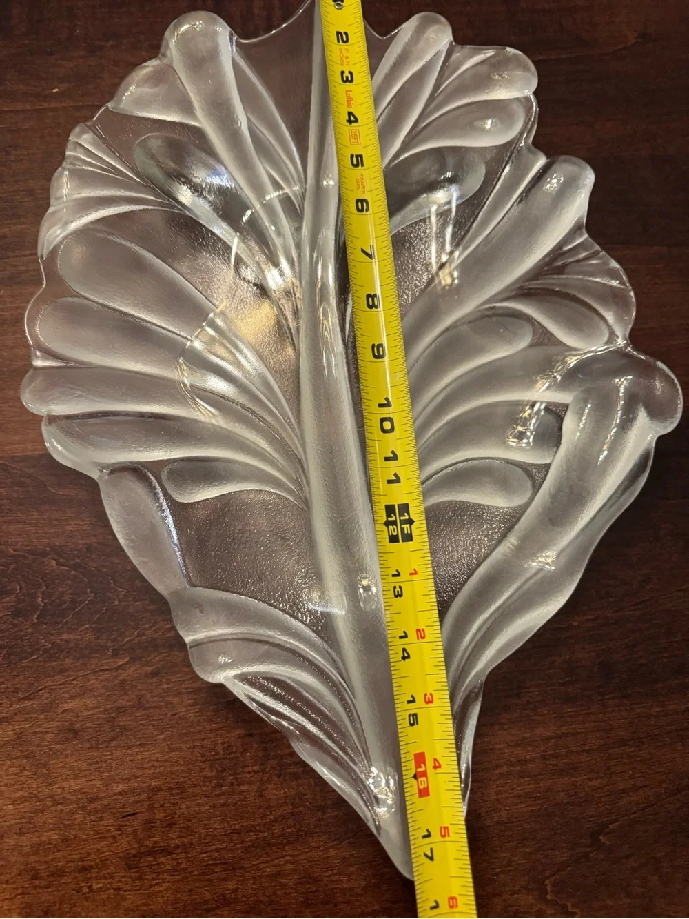 Mikasa Walther Vintage Crystal Leaf Platter Serving Tray Germany Glass 17.5x12”